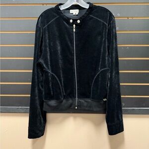Max Sport Black Velour Zip Front Jacket Size XL